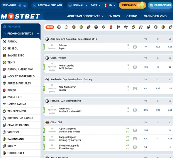 Opciones de apuestas en línea en Mostbet para México